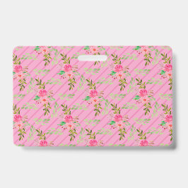 Crachá Distintivo Personalizado Flores e Folhas