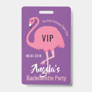 Crachá Distintivos de Flamingo Rosa com Texto Personaliza