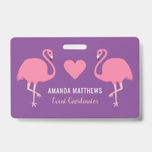 Crachá Distintivos de Flamingos Rosa com Texto Personaliz
