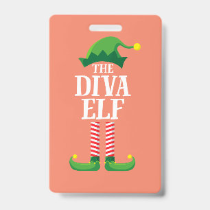 Crachá Diva Elf Matching Family Group Festa de Natal