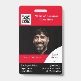 Crachá DIY Funcionário ID card red black modelo