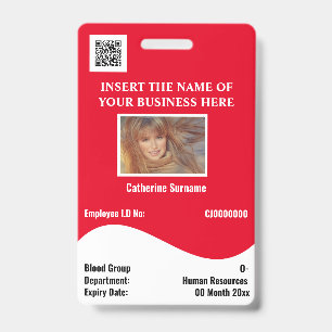 Crachá DIY ID card white wave red horizontal