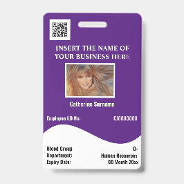 Crachá DIY ID card white wave roxa horizontal