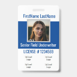 Crachá do Agente de Seguro Logotipos de frente e a