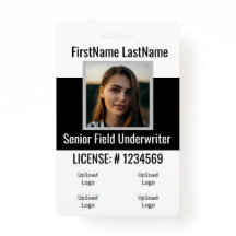 Crachá do Agente de Seguro - Parte frontal e Parte