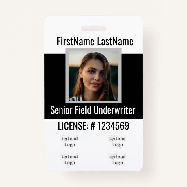 Crachá do Agente de Seguro - Parte frontal e Parte (Frente)