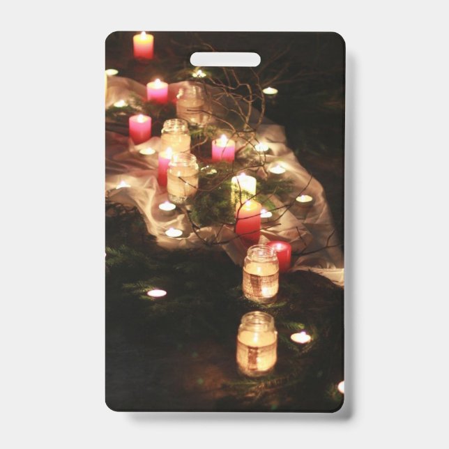 Crachá do Evento de Velas Verticais – Personalizáv (Frente)