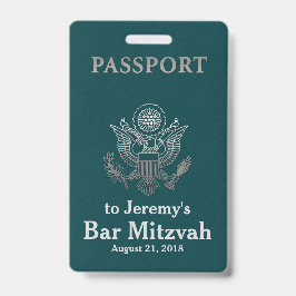 Crachá do partido de Mitzvah do bar do passaporte