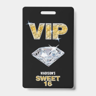 Crachá Doce 16 Diamante Preto Passagem VIP