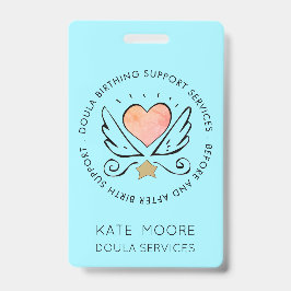Crachá Doula Ou Parteira Heart Com Nome De Asas
