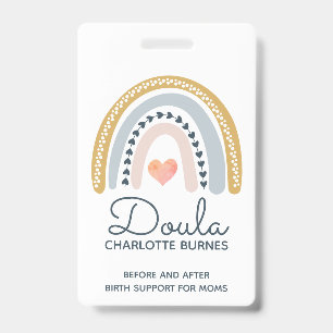 Crachá Doula Parteira Treinadora de Parto Aquarela Arco-í