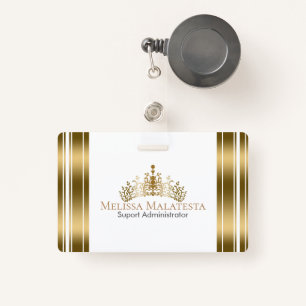 Crachá Dourada Coroa e Stripes, Design moderno