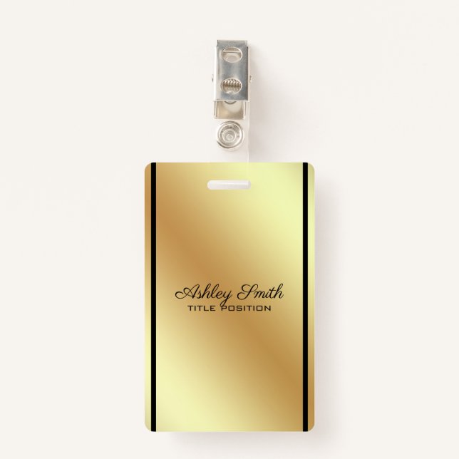 Crachá Dourada faixa preta de fundo (Frente com Clipe)