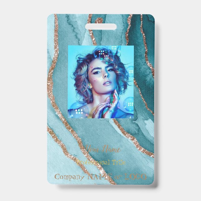 Crachá Dourado azul-azul-azul-azul-azul personaliz (Frente)