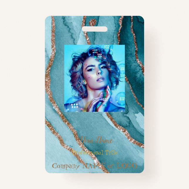 Crachá Dourado azul-azul-azul-azul-azul personaliz (Frente)