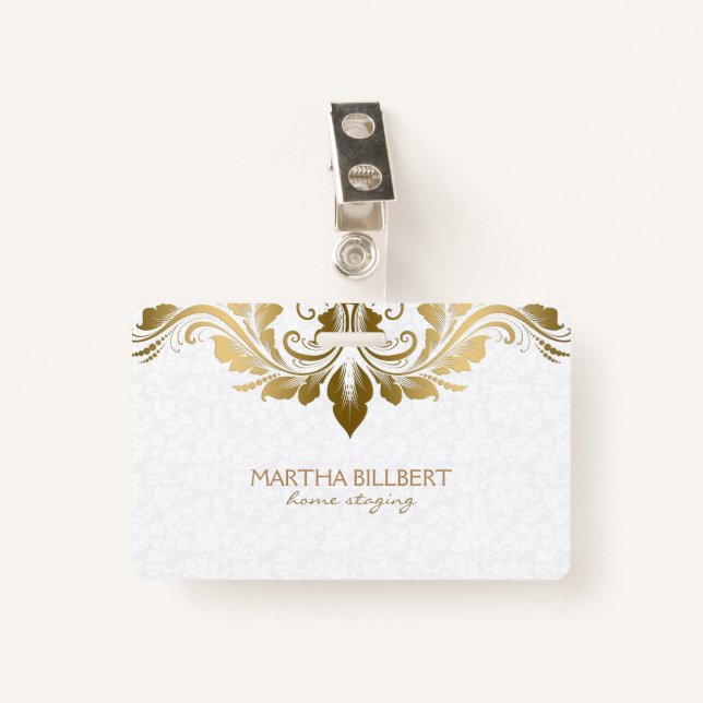 Crachá Dourado traço suave (Frente com Clipe)