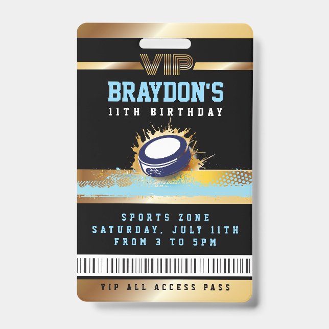Crachá Dourado VIP Hockey ALL ACCESS (Frente)
