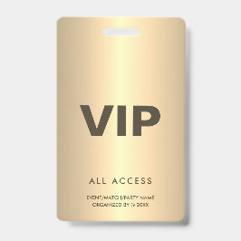 Crachá Dourado VIP Todos os Evento de Acesso Conflito de 