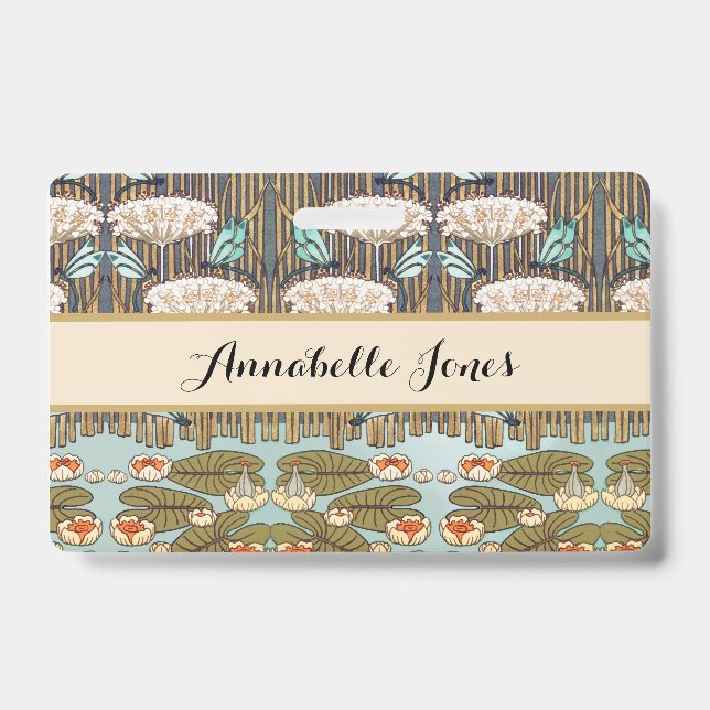 Crachá Dragões Água Lírios Marsh Art Nouveau (Frente)