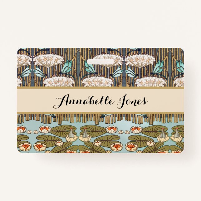 Crachá Dragões Água Lírios Marsh Art Nouveau (Frente)