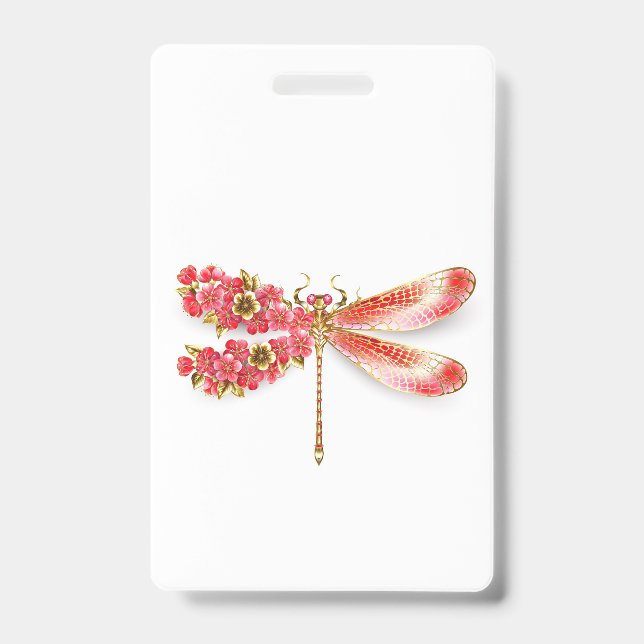 Crachá Dragonfly com joalheria sakura (Frente)