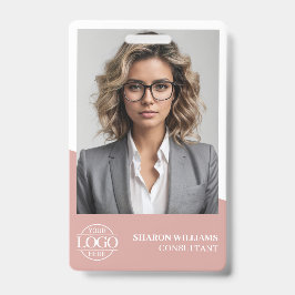Crachá Dusty Rose Modern Personalized Employee Photo Logo