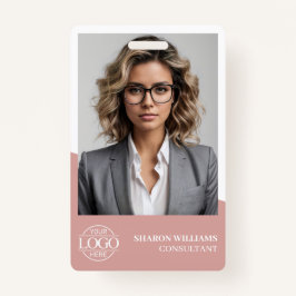 Crachá Dusty Rose Modern Personalized Employee Photo Logo