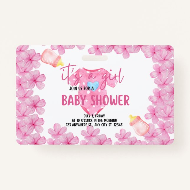 Crachá é um chá de fraldas de menina (Frente)