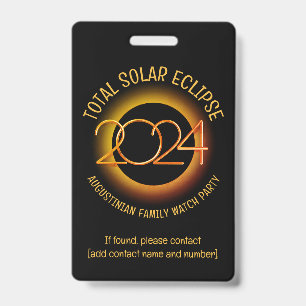 Crachá Eclipse Solar Total Personalizado de 2024 Grupo de