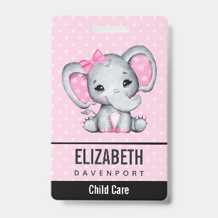 Crachá Elefante-bebê rosa-claro com orelhas-Bolinhas