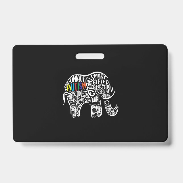 Crachá Elefante da Conscientização do Autismo (Frente)