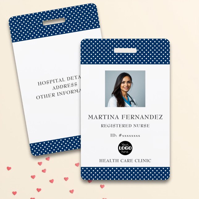 Crachá Elegant Blue Logo Medical Nurse (Criador carregado)