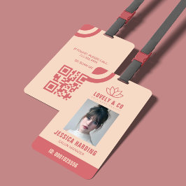 Crachá Elegant Rose & Ivory Salon Employee Qr Code 