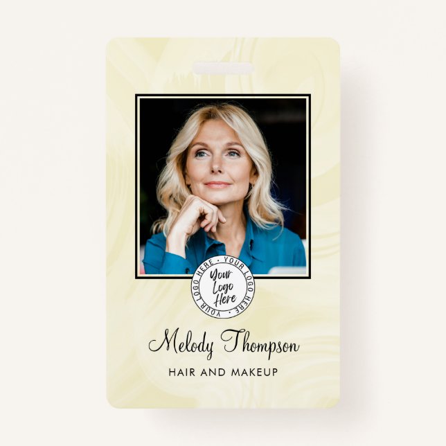 Crachá Elegant Script Photo Logo Makeup Hair (Frente)