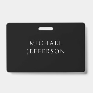 Crachá Elegante Preto Branco Personalizado Personalizado