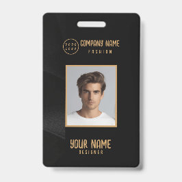 Crachá elegante preto e ouro personalizado