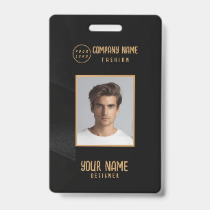 Crachá elegante preto e ouro personalizado