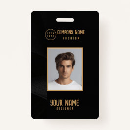 Crachá elegante preto e ouro personalizado