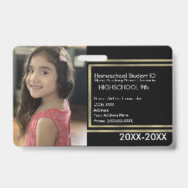 Crachá Elegantes IDs de Escola de Ensino em Casa Black Go