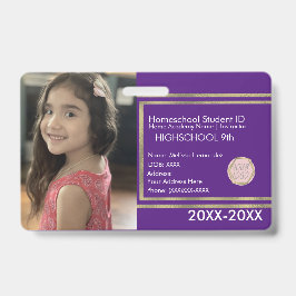 Crachá Elegantes IDs de Escola em Casa Escola ID Roxo Dou