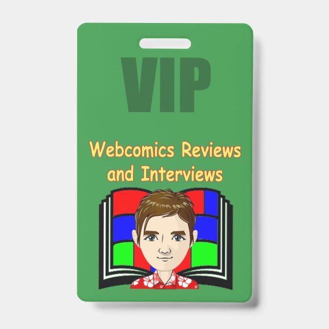 Crachá Emblema de Avaliações e Entrevistas de Webcomics (Frente)