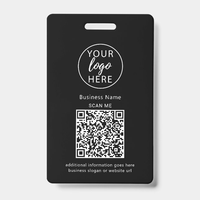 Crachá Emblema de código QR para negócios negros (Frente)