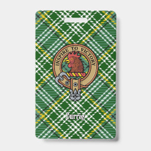 Crachá Emblema de Galo do Clã Currie sobre Tartan