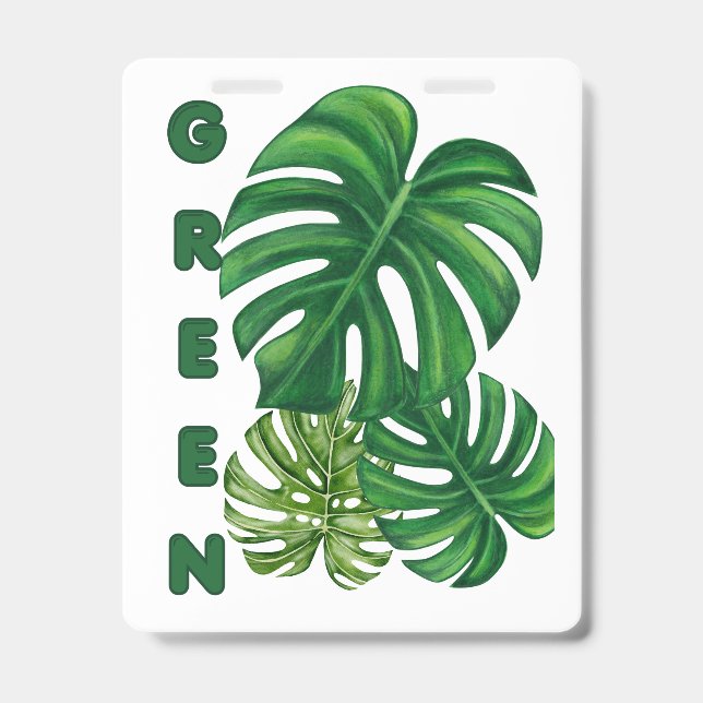 Crachá Emblema Folhas de Monstera Verdes (Frente)