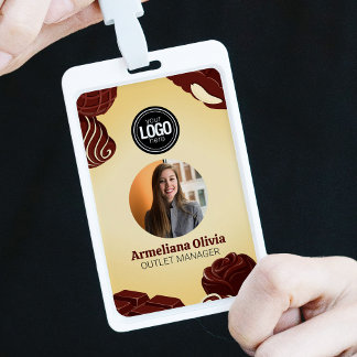Crachá Emblema Personalizado de Negócios de Chocolate Mod