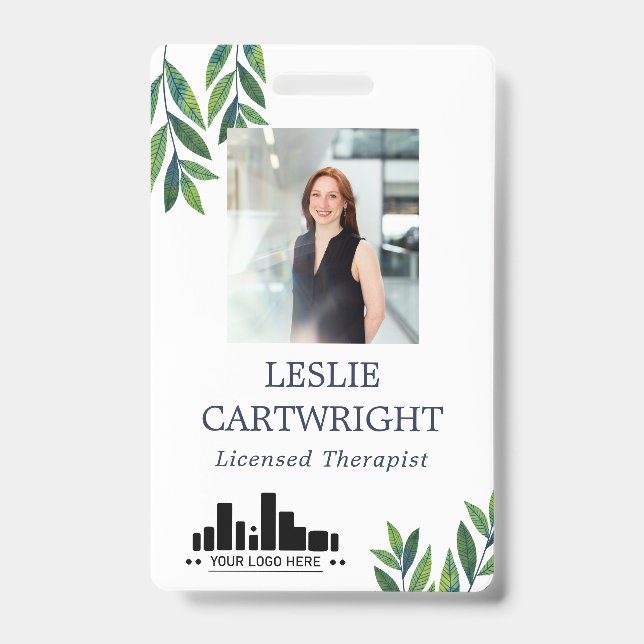 Crachá Emerald Green Deixa Id Fotografia E Logotipo (Frente)