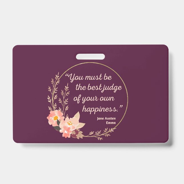 Crachá Emma Por Jane Austen Citação I - Estilo Bonito (Frente)