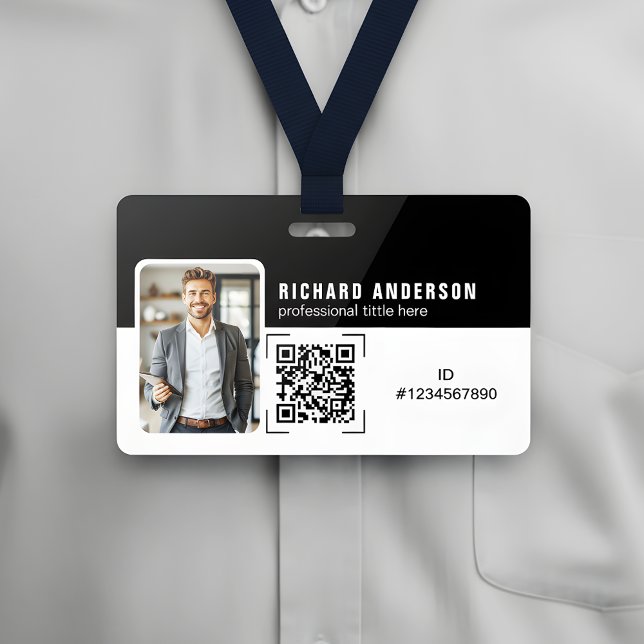 Crachá Employee ID Professional Corporate QR Code Badge (Criador carregado)