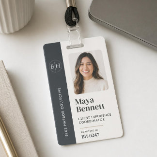 Crachá Employee Logo Badge Professional Company ID Gray
