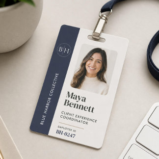Crachá Employee Logo Badge Professional Company ID Navy